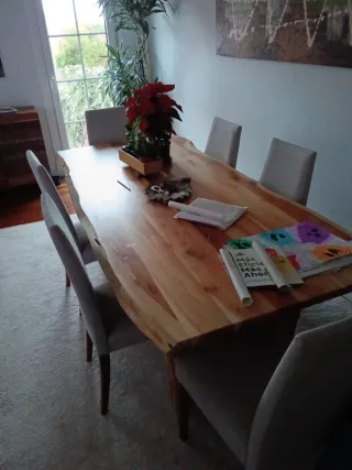 Mesa Comedor Acacia y Metal 8 Personas