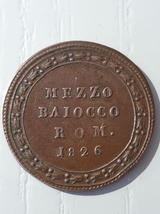 Moneta Antica Mezzo Baiocco Vaticano 1826 LeoneXII