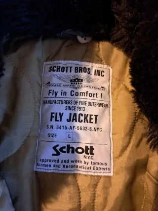 Cazadora piloto Schott Beige Negra Talla L