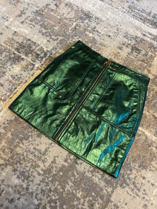 Minigonna Pinko verde metallizzata S