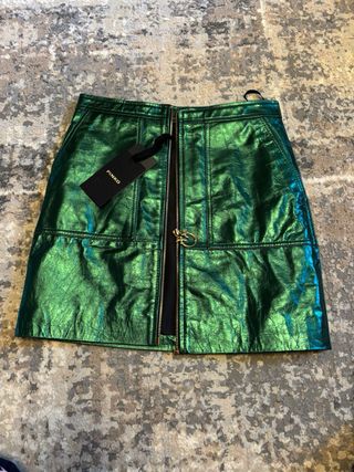 Minigonna Pinko verde metallizzata S