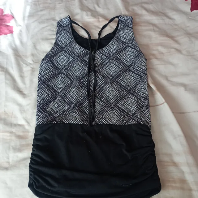 Vestido fiesta plateado y negro