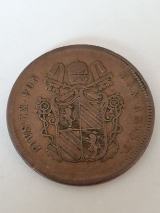 Moneta Antica 2 Baiocchi Vaticano Pio IX 1851
