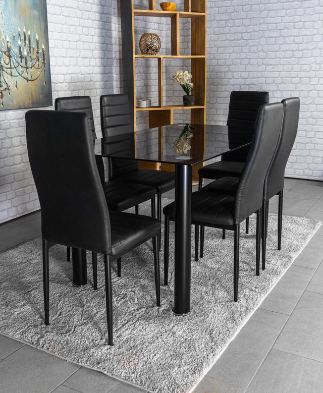 Conjunto de mesa con 6 sillas negro