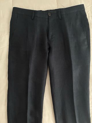 Pantalón Massimo Dutti Lino Azul