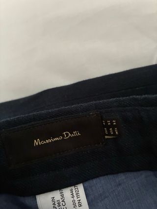 Pantalón Massimo Dutti Lino Azul