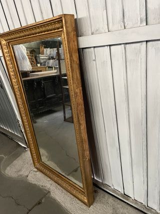 Espejo antiguo madera con pan de oro restaurado