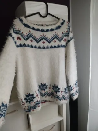 Jersey lana pelo blanco estampado