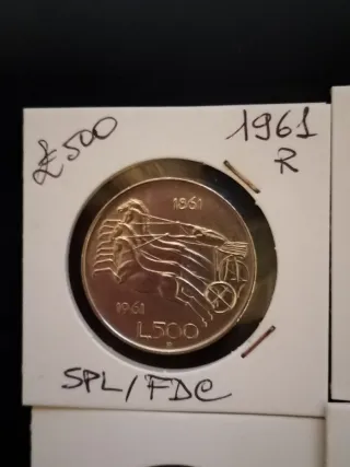 n 6 lire 500 argento 1961 quadriga fdc
