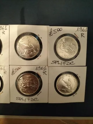 n 6 lire 500 argento 1961 quadriga fdc