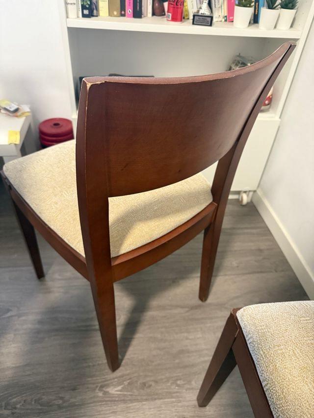 Juego 6 Sillas Madera Maciza Tapizadas