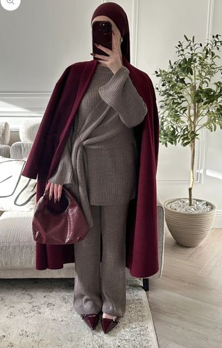 Abrigo largo gris mujer