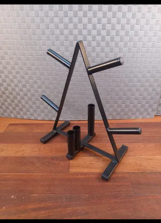 Soporte rack discos pesas decathlon domyos