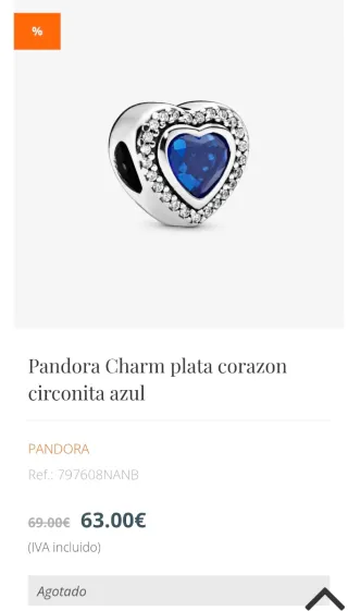 Pandora Charm Corazón Azul Plata