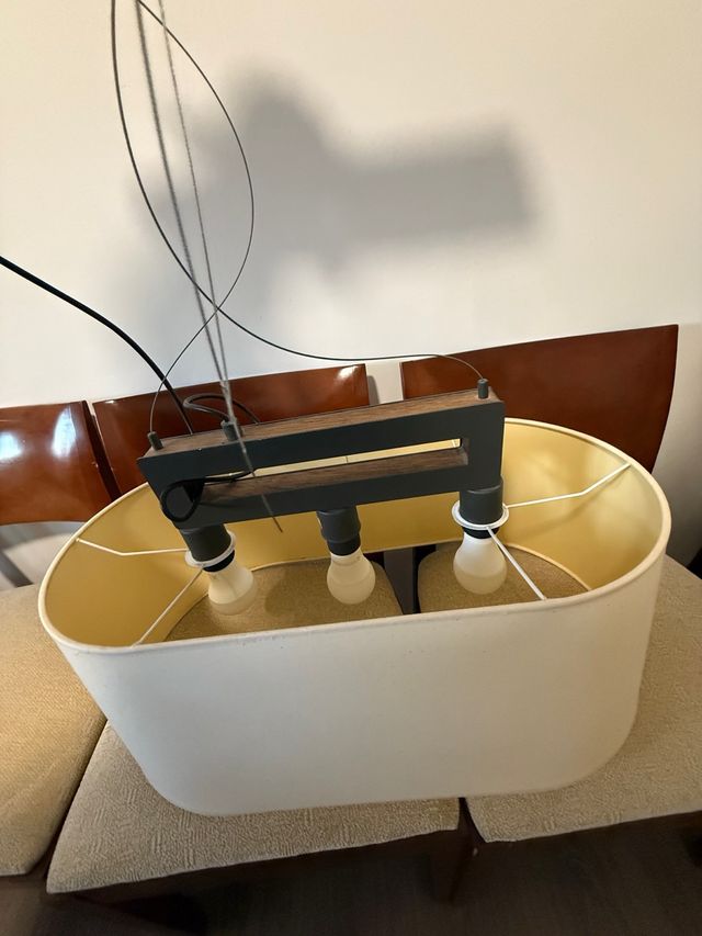 Lámpara colgante madera y metal