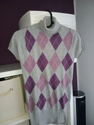 Jersey de mujer cuello alto rombos