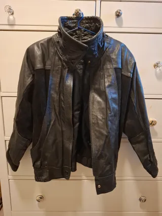 Chaqueta Piel y Ante Negra