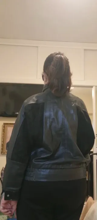 Chaqueta Piel y Ante Negra