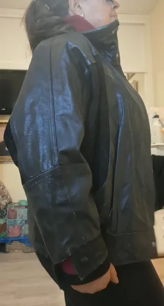 Chaqueta Piel y Ante Negra