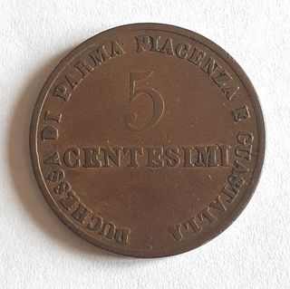 Moneta 1830 5 Centesimi Ducato Parma, Piacenza