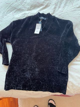 Jersey Zara oversize terciopelo negro Talla S