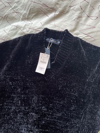Jersey Zara oversize terciopelo negro Talla S