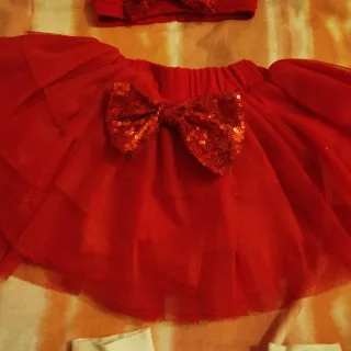 Set Natale Bambina Tutu Rosso e Calzini