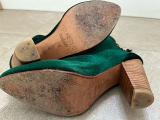 Botines terciopelo verde tacón