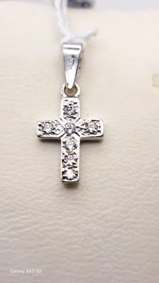 Colgante Cruz Oro Blanco 18k