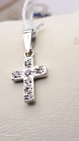 Colgante Cruz Oro Blanco 18k