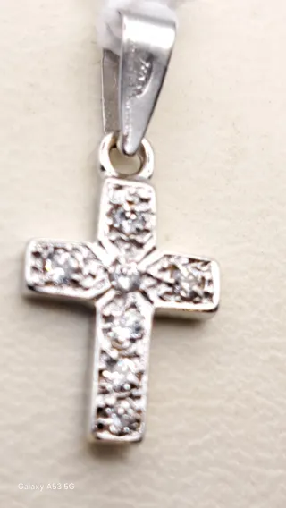 Colgante Cruz Oro Blanco 18k