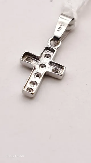 Colgante Cruz Oro Blanco 18k