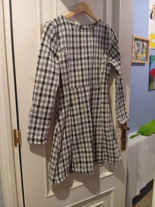 Vestido cuadros blanco y negro