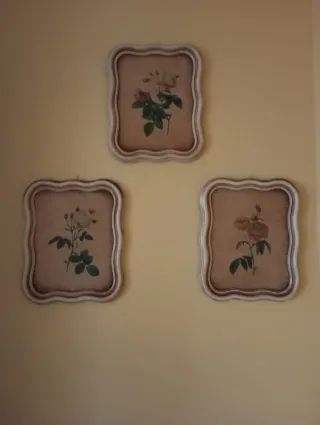 Conjunto 3 cuadros de rosas vintage