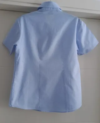 Camisa azul manga corta mujer