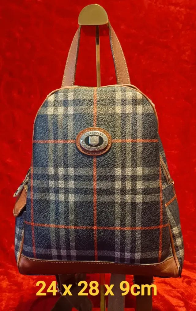 Mochila Burberry Cuadros Marrón y Azul