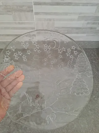 Piatto Natale Vetro Vintage Decorato
