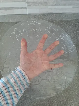 Piatto Natale Vetro Vintage Decorato