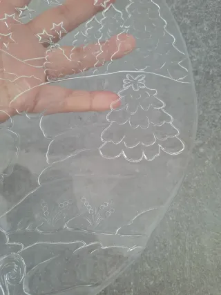 Piatto Natale Vetro Vintage Decorato