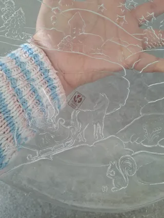 Piatto Natale Vetro Vintage Decorato