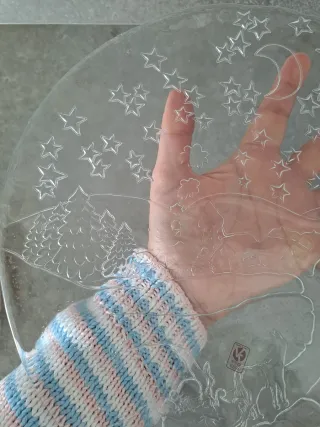 Piatto Natale Vetro Vintage Decorato