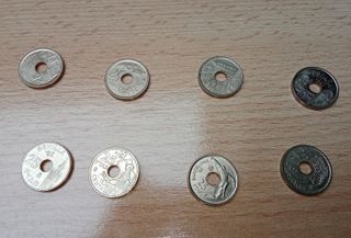 LOTE 8 MONEDAS DE 25 PESETAS 1991-1998