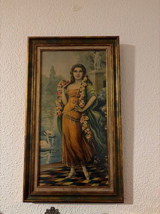 Cuadros decorativos mujer y perro.