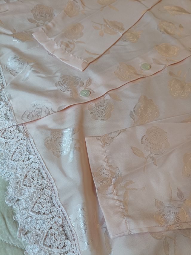 Completo pigiama donna, rosa chiaro, in seta