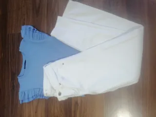 Conjunto niña top azul Tifosssi y pantalón Mango