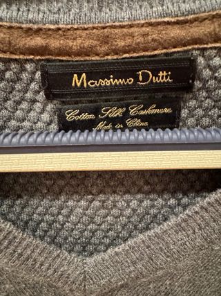 Jersey Massimo Dutti Gris Cuello Pico Talla S