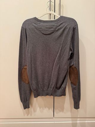 Jersey Massimo Dutti Gris Cuello Pico Talla S