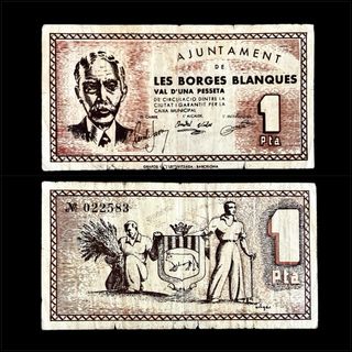 1 PESETA * LES BORGES BLANQUES * 1937 GUERRA CIVIL