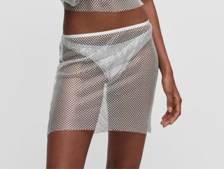 Falda Mango Malla Blanca