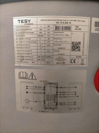 Interacumulador TESY 500L
